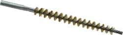 Schaefer Brush - 3" Brush Length, 5/16" Diam, Double Stem, Single Spiral Tube Brush - 4-1/2" Long, Brass, 8-32 Female Connection - Industrial Tool & Supply