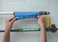 NMC - Pipe Marker with No Legend and Arrow Graphic - 1-1/8 to 2-3/8" Pipe Outside Diam, White on Blue - Industrial Tool & Supply
