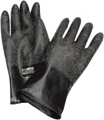 North - Size 2XL (11), 11" Long, 16 mil Thick, Butyl Chemical Resistant Gloves - Rough Finish, Rolled Cuff, Black, FDA Approved - Industrial Tool & Supply