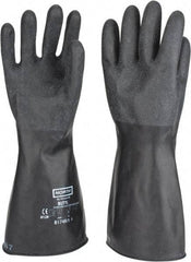 North - Size L (9), 14" Long, 17 mil Thick, Butyl Chemical Resistant Gloves - Textured Finish, Rolled Cuff, Black - Industrial Tool & Supply