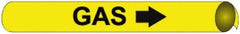 NMC - Pipe Marker with Gas Legend and Arrow Graphic - 10 to 10" Pipe Outside Diam, Black on Yellow - Industrial Tool & Supply