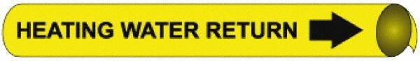 NMC - Pipe Marker with Heating Water Return Legend and Arrow Graphic - 10 to 10" Pipe Outside Diam, Black on Yellow - Industrial Tool & Supply