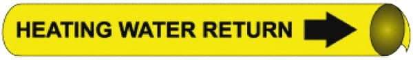 NMC - Pipe Marker with Heating Water Return Legend and Arrow Graphic - 4-5/8 to 5-7/8" Pipe Outside Diam, Black on Yellow - Industrial Tool & Supply