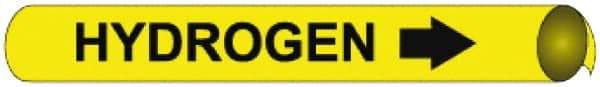 NMC - Pipe Marker with Hydrogen Legend and Arrow Graphic - 10 to 10" Pipe Outside Diam, Black on Yellow - Industrial Tool & Supply
