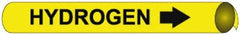 NMC - Pipe Marker with Hydrogen Legend and Arrow Graphic - 10 to 10" Pipe Outside Diam, Black on Yellow - Industrial Tool & Supply