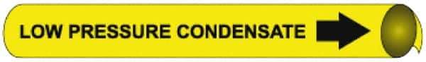 NMC - Pipe Marker with Low Pressure Condensate Legend and Arrow Graphic - 10 to 10" Pipe Outside Diam, Black on Yellow - Industrial Tool & Supply