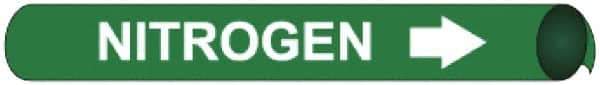 NMC - Pipe Marker with Nitrogen Legend and Arrow Graphic - 8 to 10" Pipe Outside Diam, White on Green - Industrial Tool & Supply