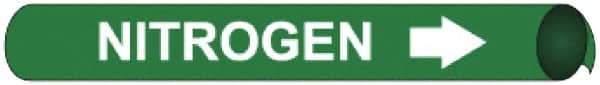 NMC - Pipe Marker with Nitrogen Legend and Arrow Graphic - 10 to 10" Pipe Outside Diam, White on Green - Industrial Tool & Supply