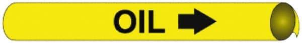 NMC - Pipe Marker with Oil Legend and Arrow Graphic - 10 to 10" Pipe Outside Diam, Black on Yellow - Industrial Tool & Supply