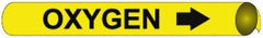 NMC - Pipe Marker with Oxygen Legend and Arrow Graphic - 10 to 10" Pipe Outside Diam, Black on Yellow - Industrial Tool & Supply