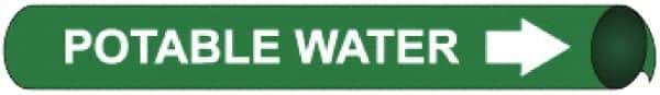 NMC - Pipe Marker with Potable Water Legend and Arrow Graphic - 10 to 10" Pipe Outside Diam, White on Green - Industrial Tool & Supply