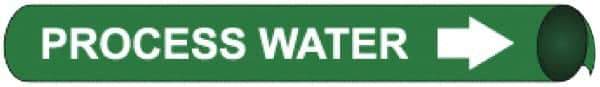 NMC - Pipe Marker with Process Water Legend and Arrow Graphic - 10 to 10" Pipe Outside Diam, White on Green - Industrial Tool & Supply