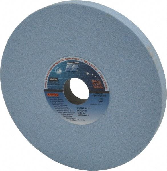Norton - 8" Diam x 1-1/4" Hole x 3/4" Thick, I Hardness, 60 Grit Surface Grinding Wheel - Ceramic, Type 1, Medium Grade, 3,600 Max RPM, Vitrified Bond, No Recess - Industrial Tool & Supply
