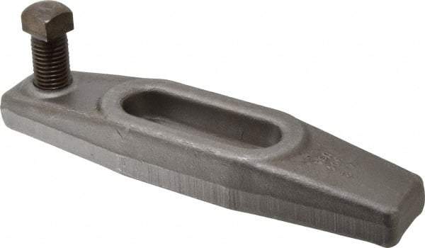 Gibraltar - 15/16" Stud, 2-3/4" Travel, 10" OAL x 2-1/2" Overall Width x 1-3/8" Overall Height, Heel Clamp - Grade ASTM A521 Class CA Forged Steel, 3-11/16" Long x 15/16" Wide Slot, Tapped - Industrial Tool & Supply