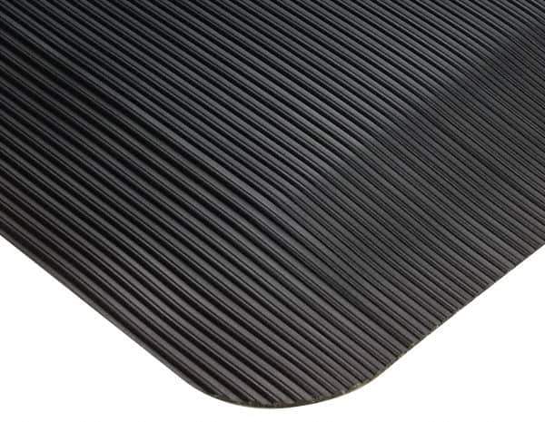 Wearwell - 75' Long x 2' Wide, Dry Environment, Anti-Fatigue Matting - Black, Vinyl with Vinyl Sponge Base, Beveled on 4 Sides - Industrial Tool & Supply
