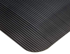 Wearwell - 75' Long x 2' Wide, Dry Environment, Anti-Fatigue Matting - Black, Vinyl with Vinyl Sponge Base, Beveled on 4 Sides - Industrial Tool & Supply
