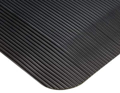 Wearwell - 75' Long x 4' Wide, Dry Environment, Anti-Fatigue Runner - Black, Vinyl with Vinyl Sponge Base, Beveled on 4 Sides - Industrial Tool & Supply