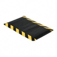 PRO-SAFE - 7' Long x 4' Wide, Dry Environment, Anti-Fatigue Matting - Black with Yellow Chevron Borders, Vinyl with Vinyl Sponge Base, Beveled on 4 Sides - Industrial Tool & Supply