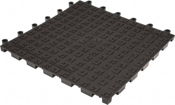 Wearwell - 18" Long x 18" Wide x 7/8" Thick, Anti-Fatigue Modular Matting Solid Grid - 4 Interlocking Sides, Black, For Dry Areas, Series 562 - Industrial Tool & Supply