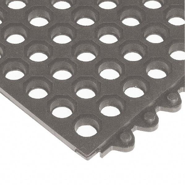 Wearwell - 3' Long x 3' Wide x 5/8" Thick, Anti-Fatigue Modular Matting Tiles - Black, For Dry & Wet Areas, Series 572 - Industrial Tool & Supply