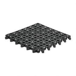 Wearwell - 18" Long x 18" Wide x 7/8" Thick, Anti-Fatigue Modular Matting Open Grid - Male & Female, 4 Interlocking Sides, Black, For Dry & Wet Areas, Series 560 - Industrial Tool & Supply