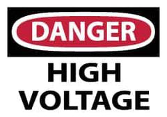 NMC - Accident Prevention Label, Header: DANGER - Legend: Danger - High Voltage, English, Red, Black & White, 5" Long x 3" High, Sign Muscle Finish - Industrial Tool & Supply