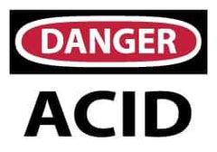 NMC - Hazardous Materials Label, Header: DANGER - Legend: Danger - Acid, English, Red, Black & White, 5" Long x 3" High, Sign Muscle Finish - Industrial Tool & Supply