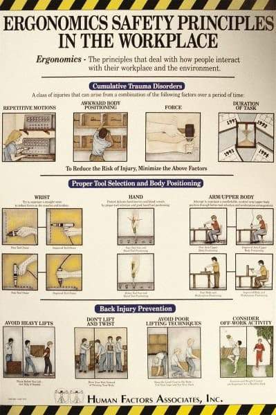 NMC - 24" Wide x 36" High Laminated Paper Ergonomics Information Poster - English - Industrial Tool & Supply
