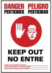NMC - "Danger - Pesticides - Keep Out - No Enter", 20" Long x 14" Wide, Aluminum Safety Sign - Rectangle, 0.04" Thick, Use for Security & Admittance - Industrial Tool & Supply