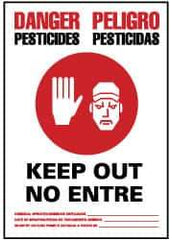 NMC - "Danger - Pesticides - Keep Out - No Enter", 20" Long x 14" Wide, Aluminum Safety Sign - Rectangle, 0.04" Thick, Use for Security & Admittance - Industrial Tool & Supply