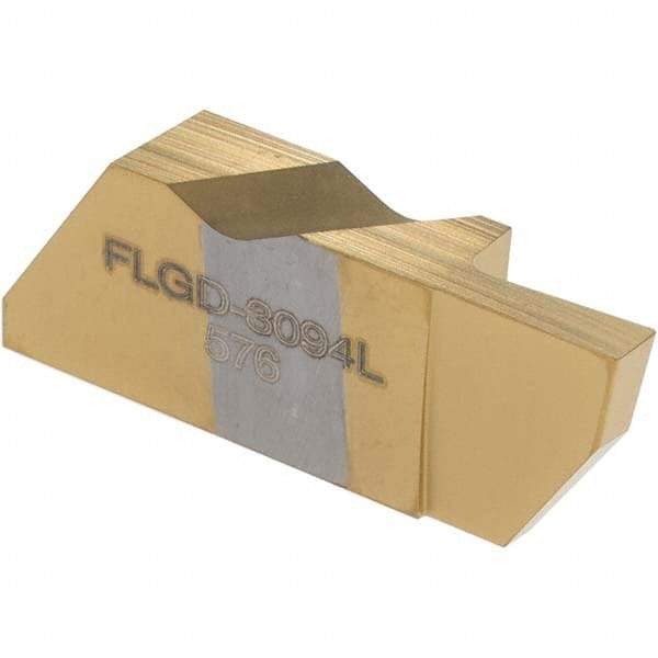 Tool-Flo - 3094FLGD Grade GP50, 2.39mm Cutting Width Carbide Grooving Insert - 1/4" Max Depth of Cut, Left Hand, 0.005 to 0.01" Corner Radius, TiN Finish - Industrial Tool & Supply