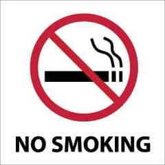 NMC - Accident Prevention Label - Legend: No Smoking, English, Black, Red & White, 4" Long x 4" High, Sign Muscle Finish - Industrial Tool & Supply