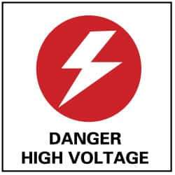 NMC - Accident Prevention Label - Legend: Danger - High Voltage, English, Black, Red & White, 4" Long x 4" High, Sign Muscle Finish - Industrial Tool & Supply