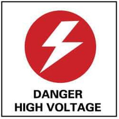 NMC - Accident Prevention Label - Legend: Danger - High Voltage, English, Black, Red & White, 4" Long x 4" High, Sign Muscle Finish - Industrial Tool & Supply