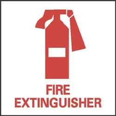 NMC - Fire Extinguisher, Pressure Sensitive Vinyl Fire Sign - 4" Wide x 4" High - Industrial Tool & Supply