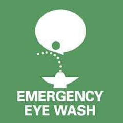 NMC - First Aid Label - Legend: Emergency Eye Wash, English, Green & White, 4" Long x 4" High, Sign Muscle Finish - Industrial Tool & Supply