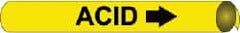 NMC - Pipe Marker with Acid Legend and Arrow Graphic - 8 to 10" Pipe Outside Diam, Black on Yellow - Industrial Tool & Supply