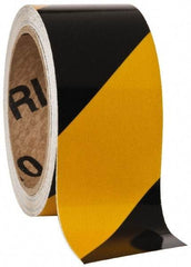 NMC - Black & Yellow Striped Vinyl Tape - 2" Wide x 30' Long x 0.002" Thick, General Traffic - Industrial Tool & Supply