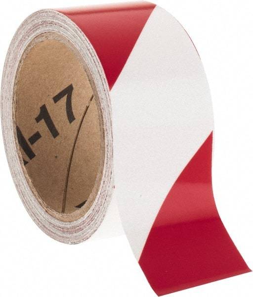 NMC - Red & Silver Striped Vinyl Tape - 2" Wide x 30' Long x 0.002" Thick, General Traffic - Industrial Tool & Supply