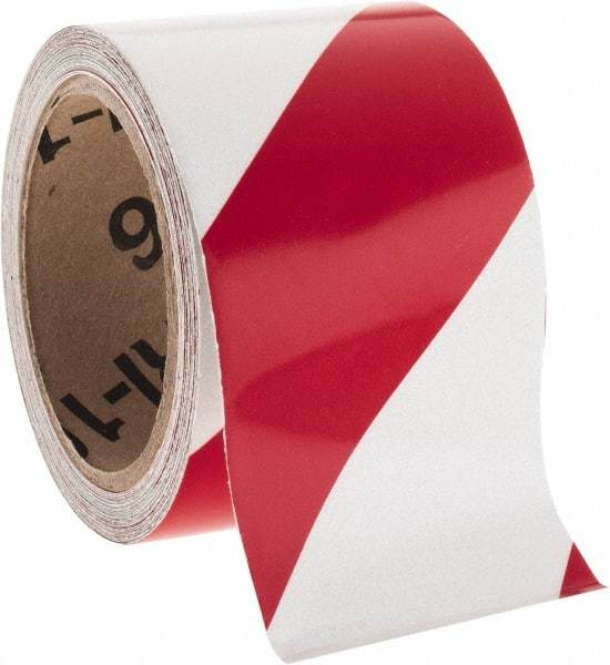 NMC - Red & Silver Striped Vinyl Tape - 3" Wide x 30' Long x 0.002" Thick, General Traffic - Industrial Tool & Supply