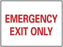 NMC - Emergency Exit Only, Plastic Exit Sign - 10" Wide x 7" High - Industrial Tool & Supply