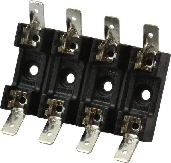 Cooper Bussmann - 4 Pole, 300 VAC/VDC, 30 Amp, Bolt-in Fuse Block - 1/4 Inch Diameter x 1-1/4 Inch Fuse Length, 2 Inch Long x 2-3/8 Inch Wide x 14.3mm High Block, 266°F - Industrial Tool & Supply