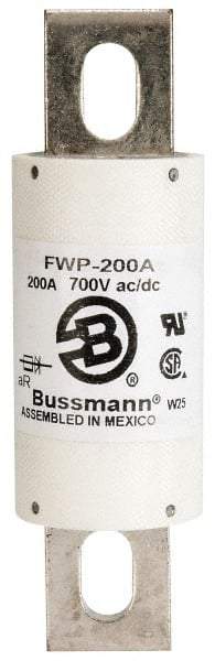 Cooper Bussmann - 700 VAC/VDC, 200 Amp, Fast-Acting Semiconductor/High Speed Fuse - Stud Mount Mount, 5-3/32" OAL, 200 (RMS), 50 at DC kA Rating, 1-1/2" Diam - Industrial Tool & Supply