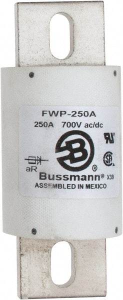 Cooper Bussmann - 700 VAC/VDC, 250 Amp, Fast-Acting Semiconductor/High Speed Fuse - Stud Mount Mount, 5-3/32" OAL, 200 (RMS), 50 at DC kA Rating, 2" Diam - Industrial Tool & Supply