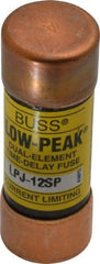 Cooper Bussmann - 300 VDC, 600 VAC, 12 Amp, Time Delay General Purpose Fuse - Fuse Holder Mount, 2-1/4" OAL, 100 at DC, 300 at AC (RMS) kA Rating, 13/16" Diam - Industrial Tool & Supply