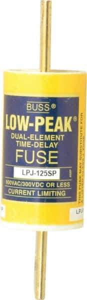 Cooper Bussmann - 300 VDC, 600 VAC, 125 Amp, Time Delay General Purpose Fuse - Bolt-on Mount, 5-3/4" OAL, 100 at DC, 300 at AC (RMS) kA Rating, 1-5/8" Diam - Industrial Tool & Supply