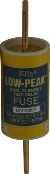 Cooper Bussmann - 300 VDC, 600 VAC, 200 Amp, Time Delay General Purpose Fuse - Bolt-on Mount, 5-3/4" OAL, 100 at DC, 300 at AC (RMS) kA Rating, 1-5/8" Diam - Industrial Tool & Supply