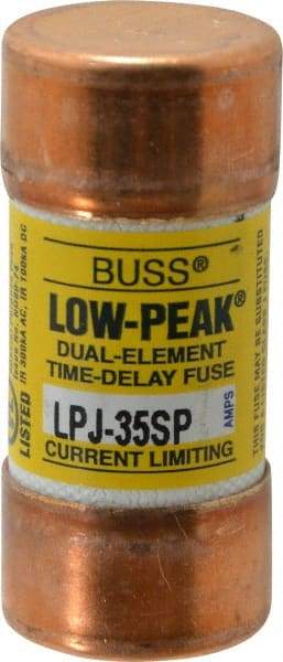 Cooper Bussmann - 300 VDC, 600 VAC, 35 Amp, Time Delay General Purpose Fuse - Fuse Holder Mount, 2-3/8" OAL, 100 at DC, 300 at AC (RMS) kA Rating, 1-1/16" Diam - Industrial Tool & Supply