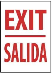 NMC - Exit, Pressure Sensitive Vinyl Exit Sign - 14" Wide x 20" High, English/Spanish - Industrial Tool & Supply