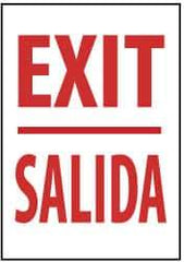 NMC - Exit, Pressure Sensitive Vinyl Exit Sign - 14" Wide x 20" High, English/Spanish - Industrial Tool & Supply